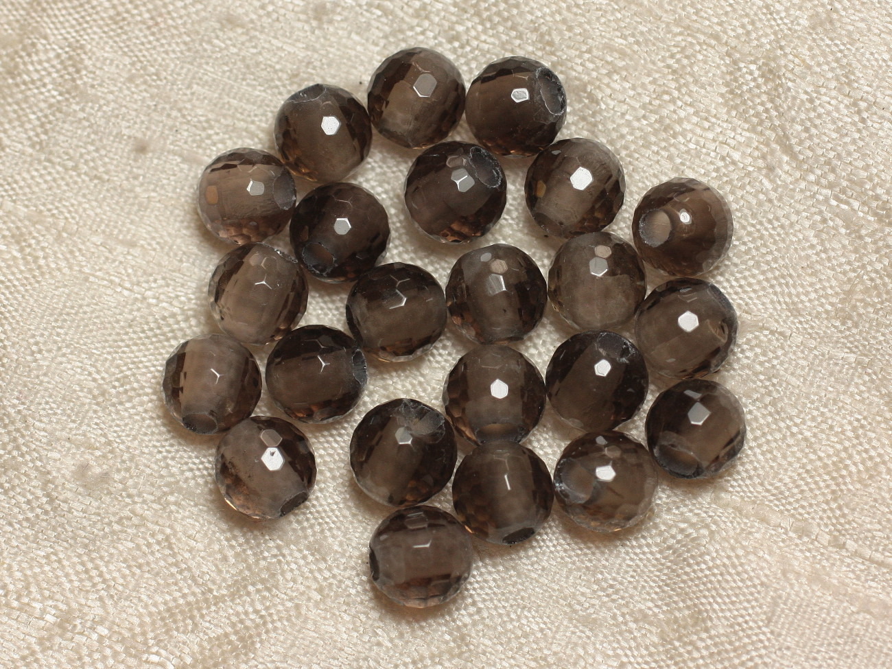 2pc - Perles de Pierre Perçage 2.5mm - Quartz Fumé Facetté 8mm  4558550027580
