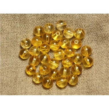 10pc - Perles de Pierre - Quartz Jaune Boules 8mm   4558550025258