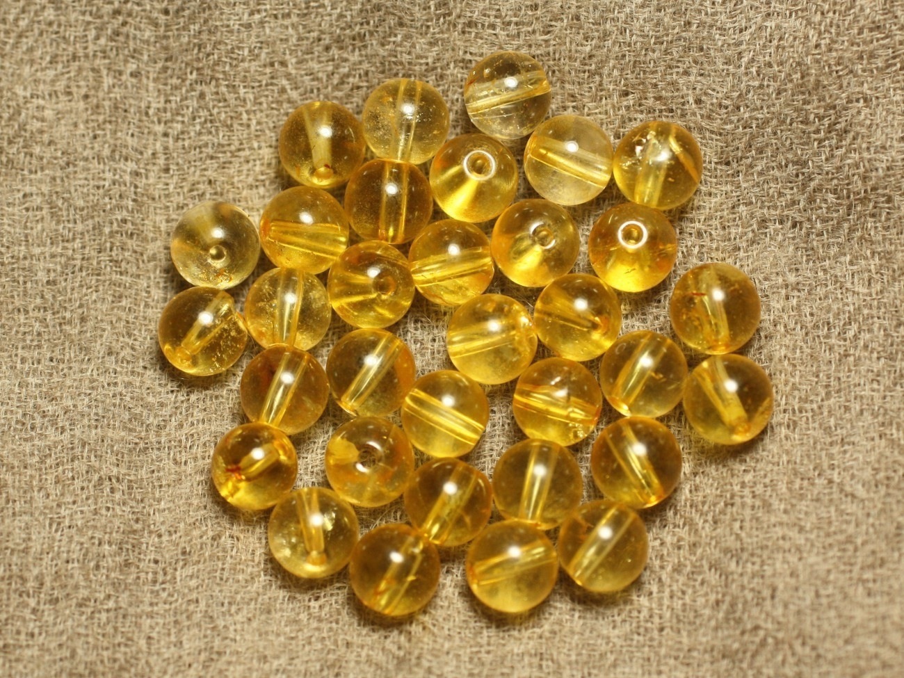 10pc - Perles de Pierre - Quartz Jaune Boules 8mm   4558550025258