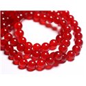 10pc - Perles de Pierre - Jade Boules 8mm Rouge vif - 4558550017031 