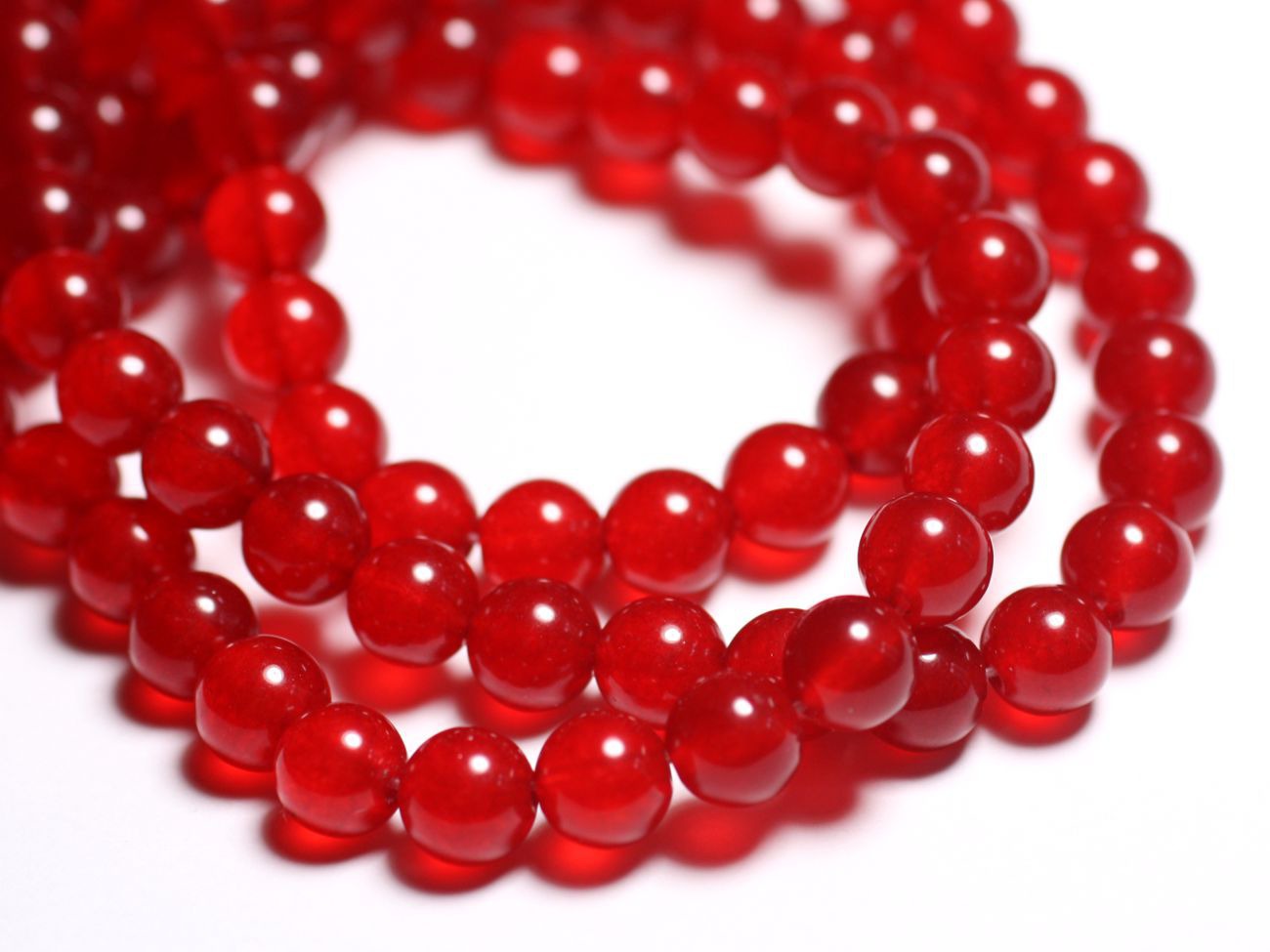 10pc - Perles de Pierre - Jade Boules 8mm Rouge vif - 4558550017031 