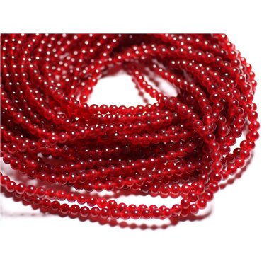 40pc - Perles de Pierre - Jade Boules 4mm Rouge Cerise  4558550025302 