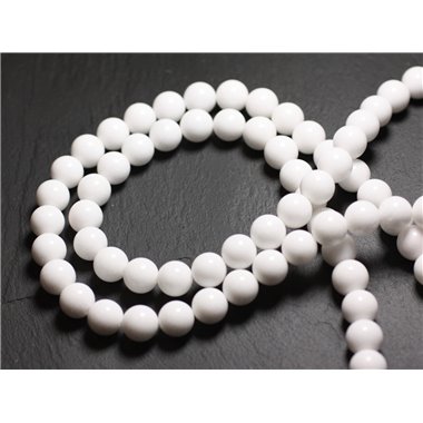 20pc - Perles de Pierre - Jade Boules 6mm Blanc Opaque  4558550014986 