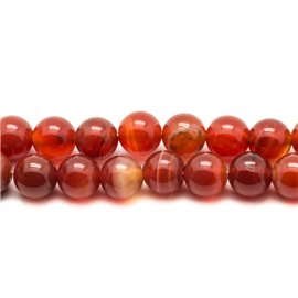 6pc - Stone Beads - Red Agate Orange Balls 10mm 4558550025340