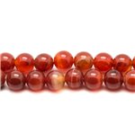 6pc - Perles de Pierre - Agate Rouge Orange Boules 10mm   4558550025340