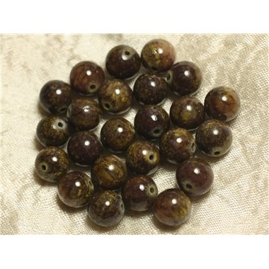 10pc - Perles de Pierre - Jade Jaune Marron Violet Boules 10mm   4558550025401
