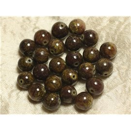 10pc - Stone Beads - Jade Yellow Brown Purple Balls 10mm 4558550025401