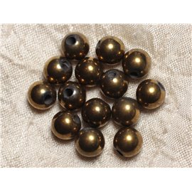 5 Stück - Steinperlen Bohren 2,5 mm - Goldener Hämatit 10 mm 4558550025418