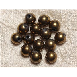 5pc - Perles de Pierre Perçage 2.5mm - Hématite Dorée 10mm  4558550025418