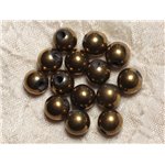 5pc - Perles de Pierre Perçage 2.5mm - Hématite Dorée 10mm  4558550025418