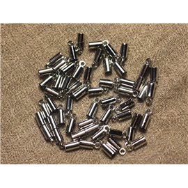 200pc - Silver Plated Metal End Caps for 2-2.5mm Cords - 4558550025432