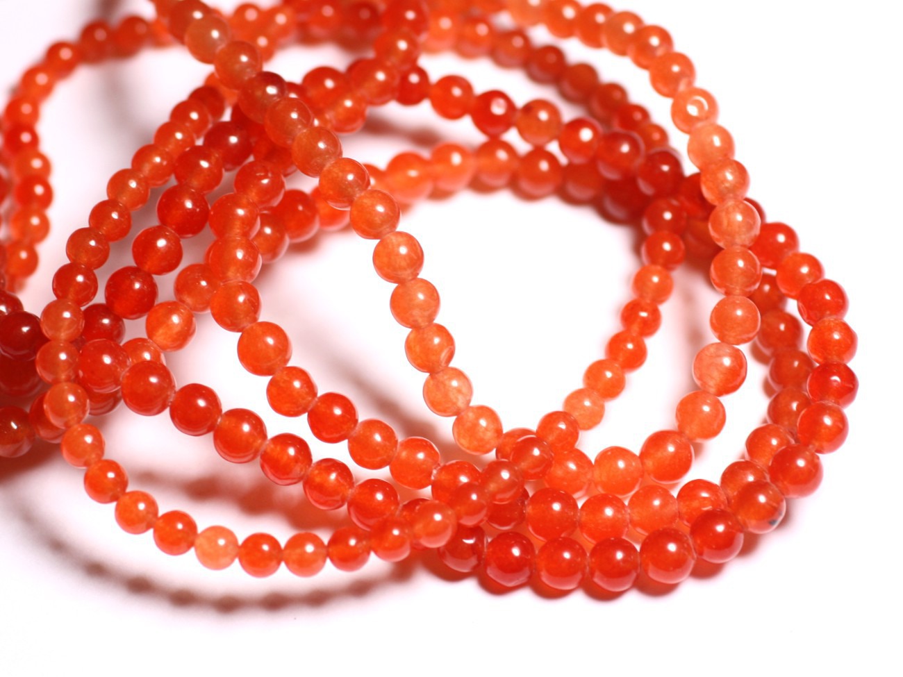 40pc - Perles de Pierre - Jade Orange Boules 4mm   4558550025470 
