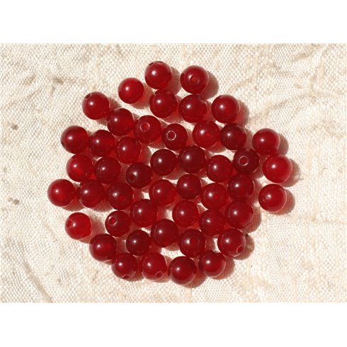 20pc - Perles de Pierre - Jade Rouge Boules 6mm   4558550025500