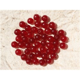 20pz - Perline di pietra - Sfere di giada rossa 6mm 4558550025500