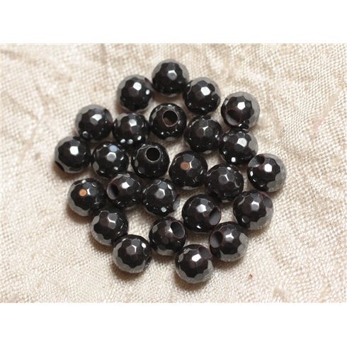 5pc - Perles de Pierre Perçage 2.5mm - Hématite Facettée 8mm  4558550024671