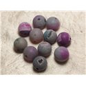 Perle de Pierre Perçage 2.5mm - Agate Bleue et Rose Givrée 18mm  4558550025548