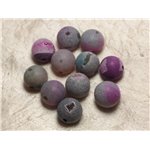 Perle de Pierre Perçage 2.5mm - Agate Bleue et Rose Givrée 18mm  4558550025548