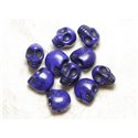 5pc - Perles Pierre Turquoise synthèse Cranes Tetes de Mort 18mm Bleu Roi Nuit - 4558550025760