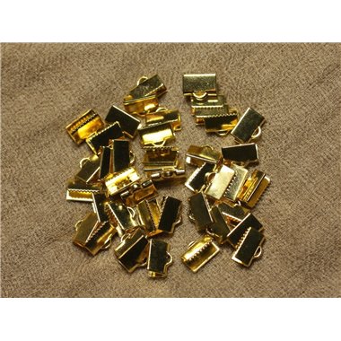 20pc - Embouts Cuir et Tissus métal doré sans nickel 10x6mm   4558550025777