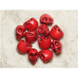 5pc - Turquoise Skull Beads 18mm Red 4558550025845