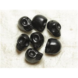 5pc - Synthetic Turquoise Skull Beads 18mm Black 4558550025883
