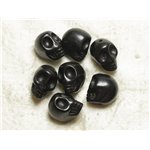 5pc - Perles Crânes Têtes de Mort Turquoise Synthèse 18mm Noir   4558550025883