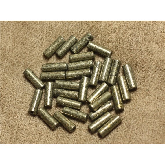 4pc - Perles de Pierre - Pyrite Dorée Colonnes Tubes 13 x 4mm -  4558550025920 