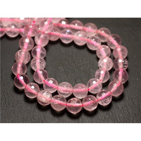 5pc - Perles de Pierre - Quartz Rose Boules Facettées 8mm   4558550025999