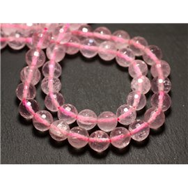 5pc - Cuentas de piedra - Bolas facetadas de cuarzo rosa de 8 mm 4558550025999