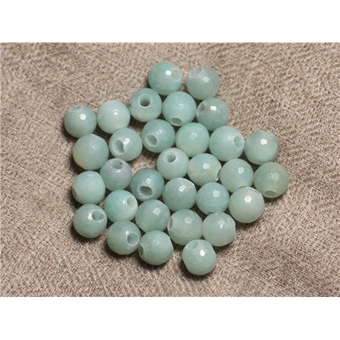 4pc - Perles de Pierre Perçage 2.5mm - Amazonite Boules Facettées 8mm   4558550026040