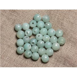 4pc - Stone Beads Drilling 2.5mm - Amazonite Faceted Balls 8mm 4558550026040