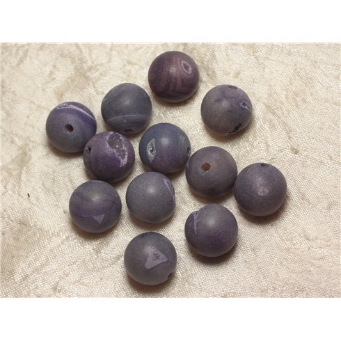 1pc - Perle de Pierre Perçage 2.5mm - Agate Violette Givrée 18mm   4558550026064