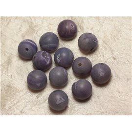 1pc - Perle de Pierre Perçage 2.5mm - Agate Violette Givrée 18mm   4558550026064