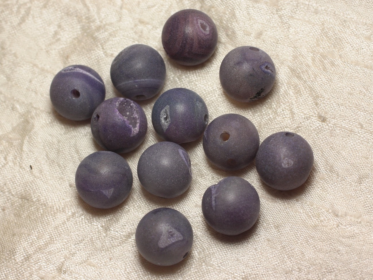 1pc - Perle de Pierre Perçage 2.5mm - Agate Violette Givrée 18mm   4558550026064