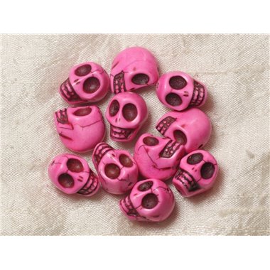 5pc - Perles Crânes Têtes de Mort Turquoise 18mm Rose   4558550026118