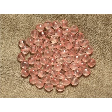 10pc - Perles de Pierre - Quartz Rose AA Boules Facettées 6mm   4558550034762 