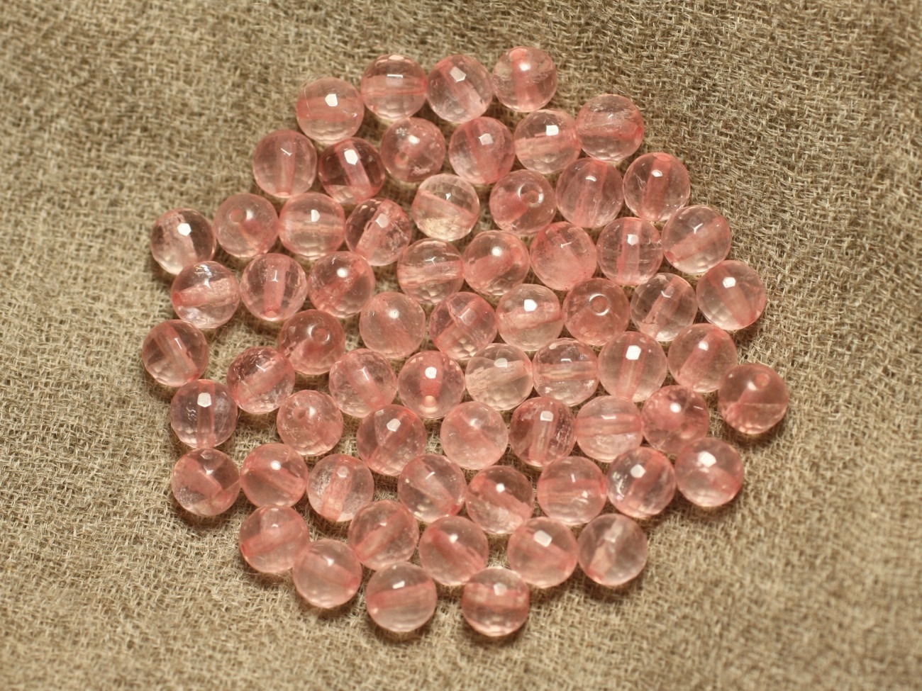 10pc - Perles de Pierre - Quartz Rose AA Boules Facettées 6mm   4558550034762 