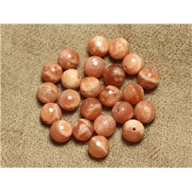 5pc - Sunstone Beads Faceted Balls 8mm 4558550026156