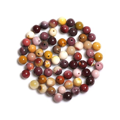 20pc - Perles Pierre - Jaspe Mokaite Boules 4mm Multicolore Rouge Violet Rose Jaune Blanc - 4558550026170