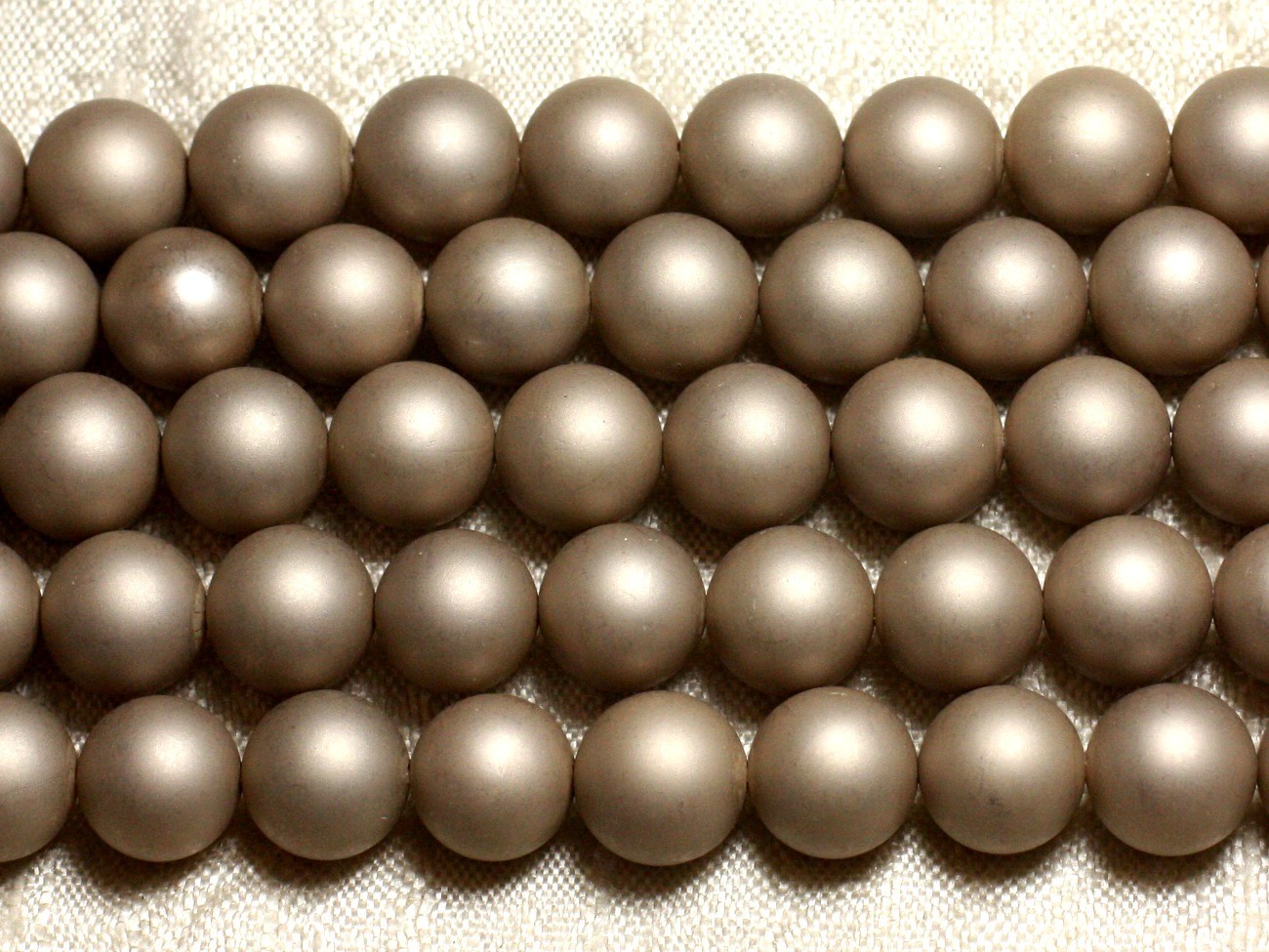 5pc - Perles Nacre Boules 10mm Beige or doré mat givré sablé - 4558550026217