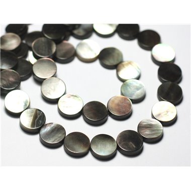 5pc - Perles Nacre Noire Naturelle - Palets 10mm   4558550026224 