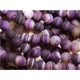 5pc - Cuentas de piedra - Bolas de ágata 10 mm Morado mate 4558550026323