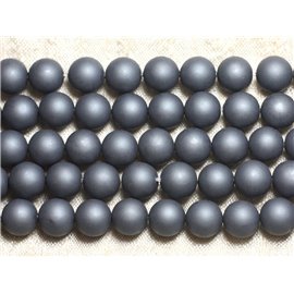 5pc - Perles Nacre Boules 10mm gris anthracite mat givré sablé - 4558550026330