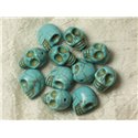 5pc - Perles Pierre Turquoise synthèse Cranes Tetes de Mort 18mm Bleu Turquoise - 4558550026378