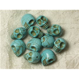 5st - Synthetische Turkoois Stenen Kralen Schedels Schedels 18mm Turkoois Blauw - 4558550026378 