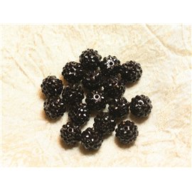 5pc - Shamballas Beads Resin 14x12mm Black 4558550026392