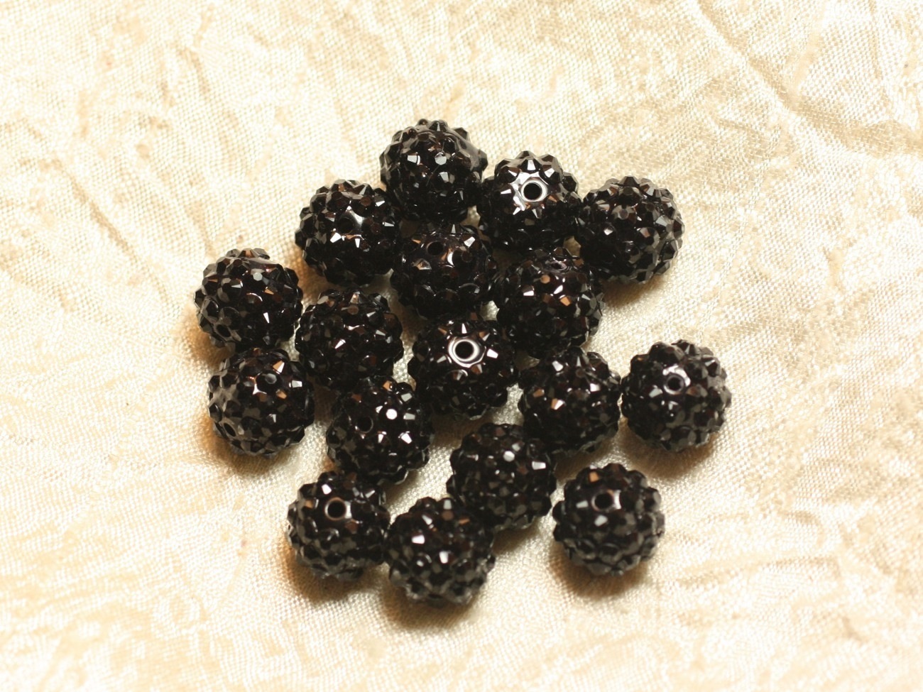 5pc - Perles Shamballas Résine 14x12mm Noir   4558550026392