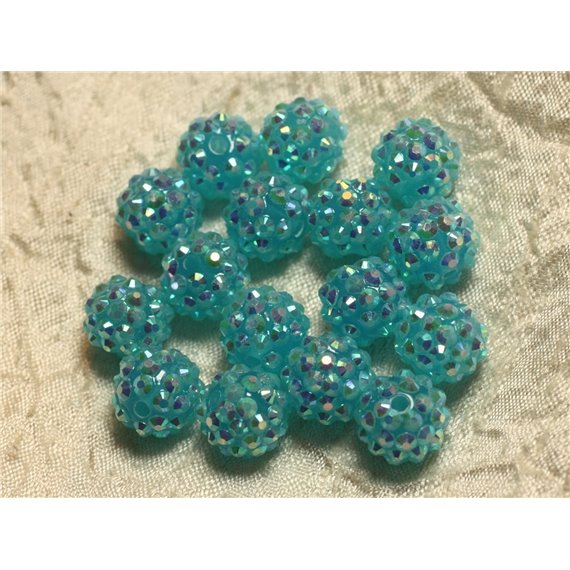 5pc - Perles Shamballas Résine 14x12mm Bleu Turquoise   4558550026460