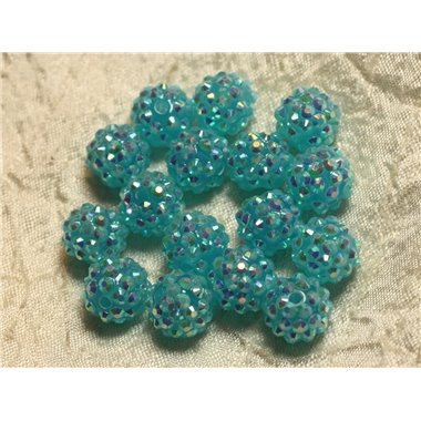 5pc - Perles Shamballas Résine 14x12mm Bleu Turquoise   4558550026460
