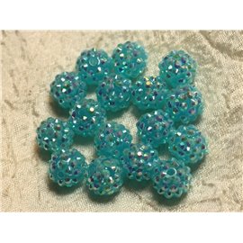 5 piezas - Cuentas de resina Shamballas 14x12 mm Azul turquesa 4558550026460